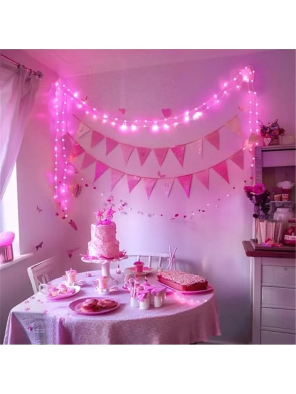 Pink Fairy Lights Battery Operated LED String Lights Bedroom Romantic Decor 16ft